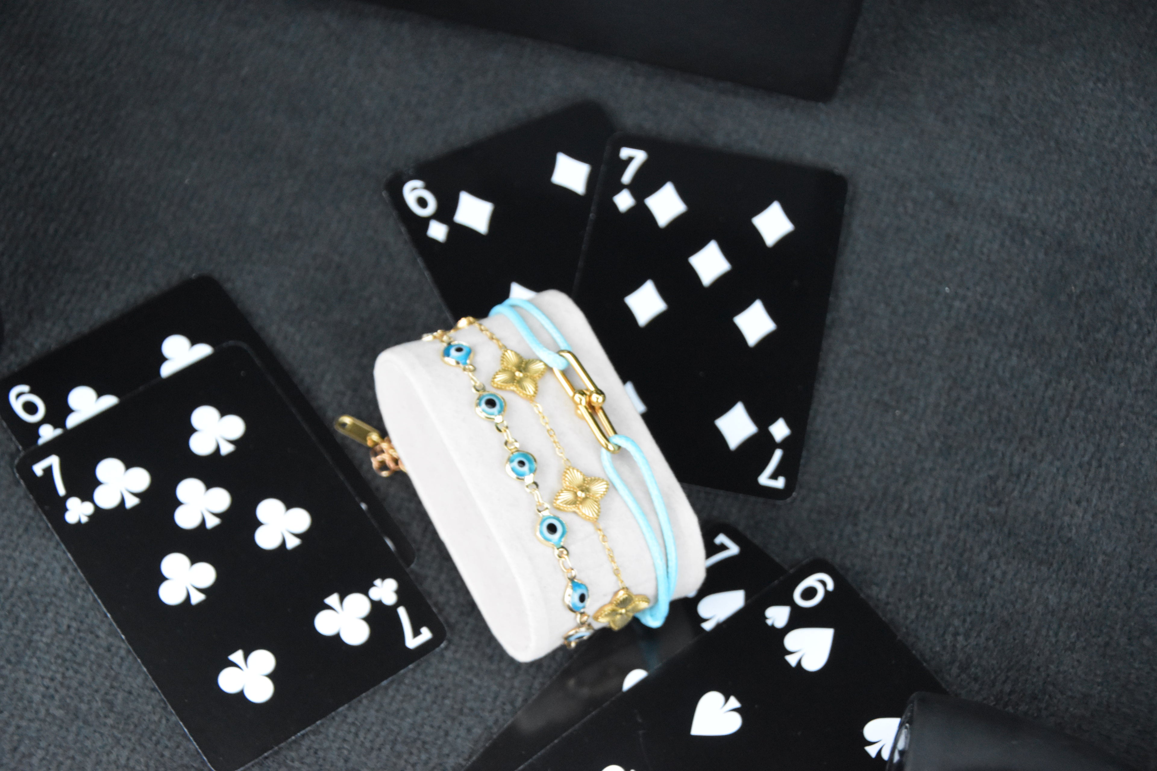 Twist Cord Bracelet Gold - Baby Blue