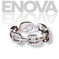 ÉNOVA Crystal Chain Ring - Silver