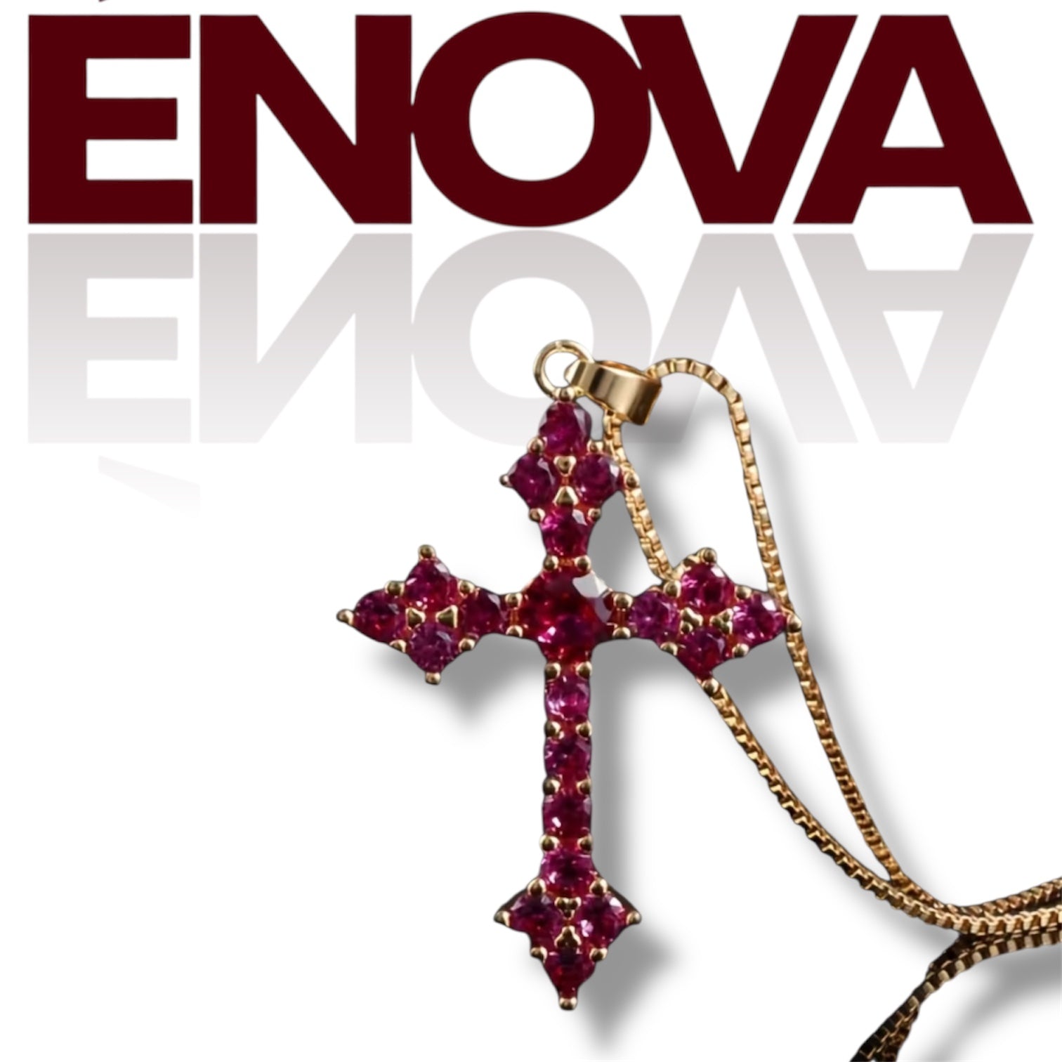 ÉNOVA Cross Pendant – Ruby Pink