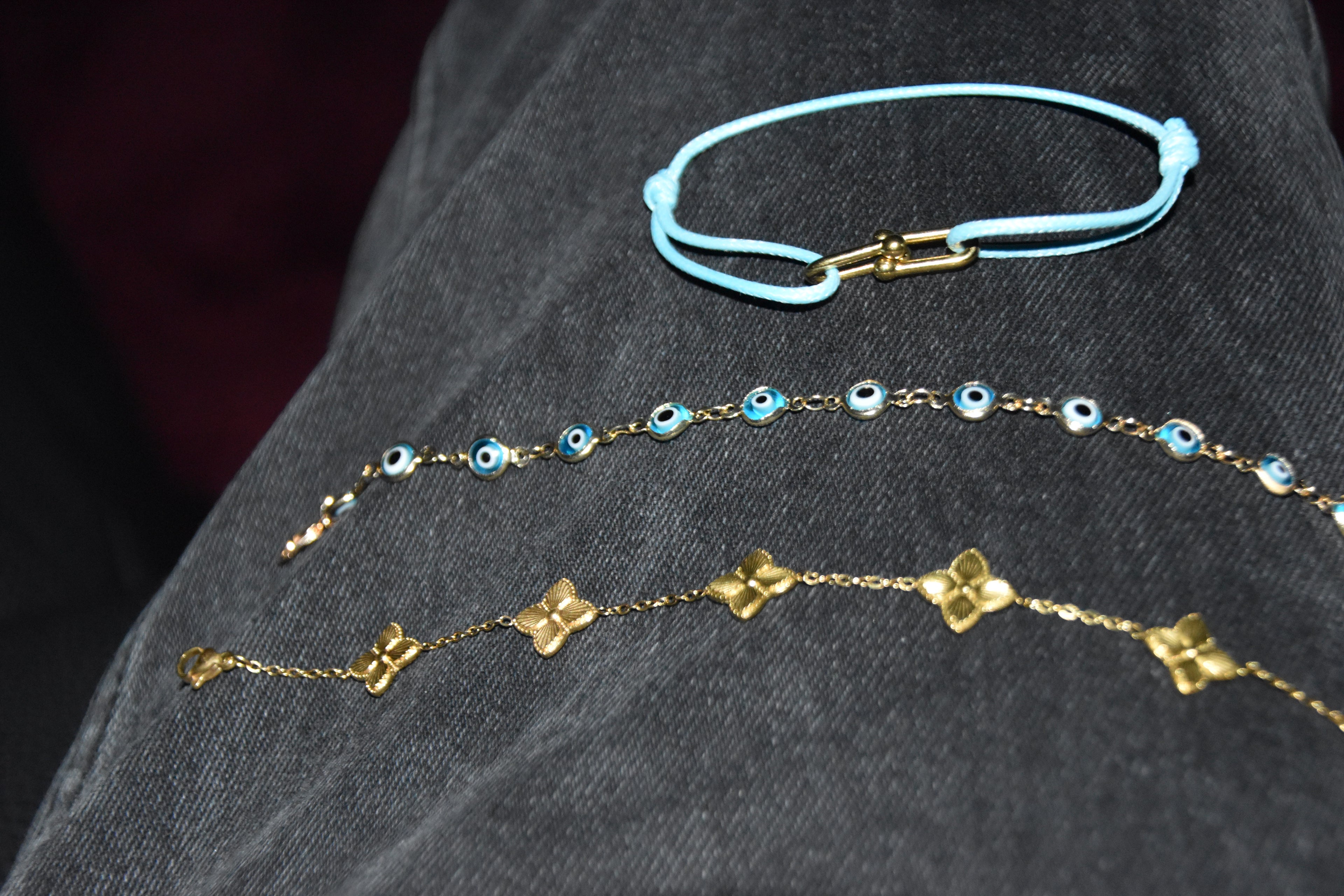 Twist Cord Bracelet Gold - Baby Blue