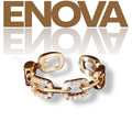 ÉNOVA Crystal Chain Ring - Gold